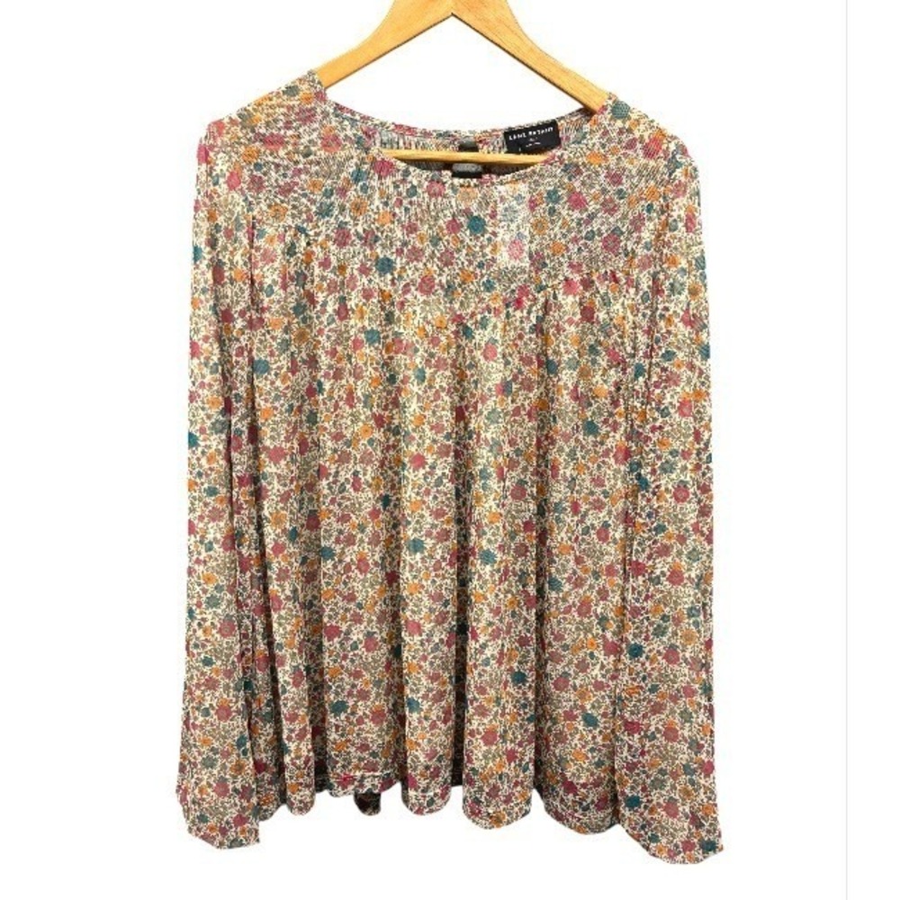 Lane Bryant Floral Smocked Blouse Womens 18/20 Multicolor Sheer Top NWT
